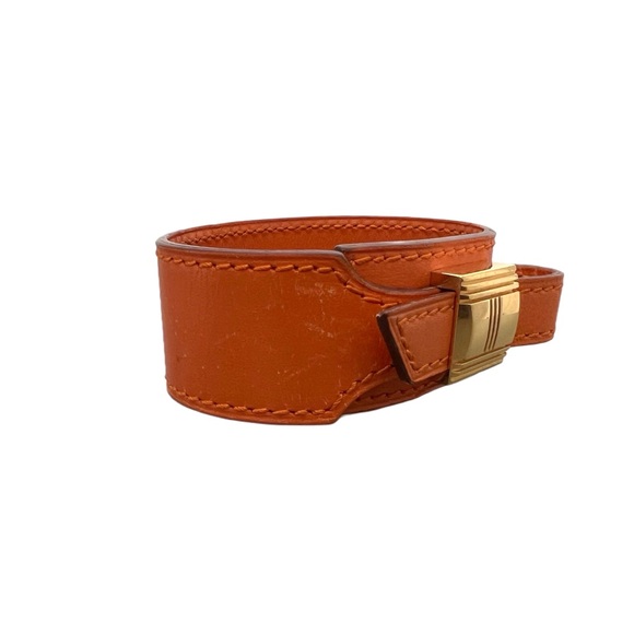 Hermès Artemis Orange Leather Gold Buckle Bracelet w/COA: All Sales Final - Picture 6 of 6